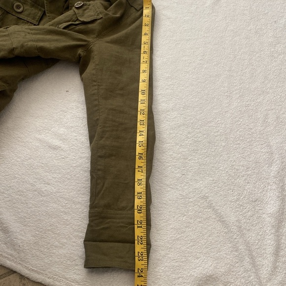 Isabella Bird Linen Safari Blazer – Olive Green Utility Jacket – Size 8 - Picture 11 of 11